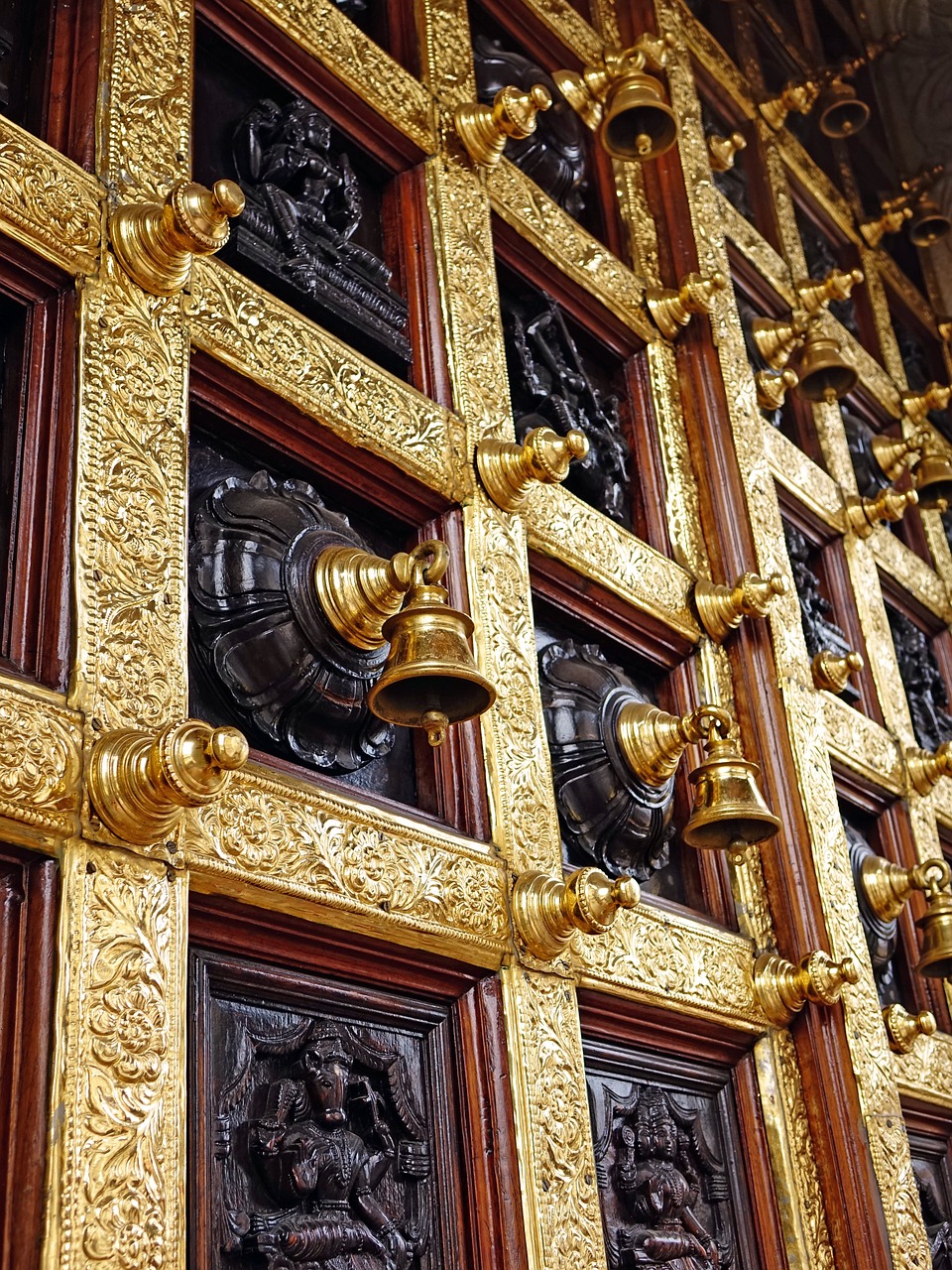 hindu temple bells wooden free photo