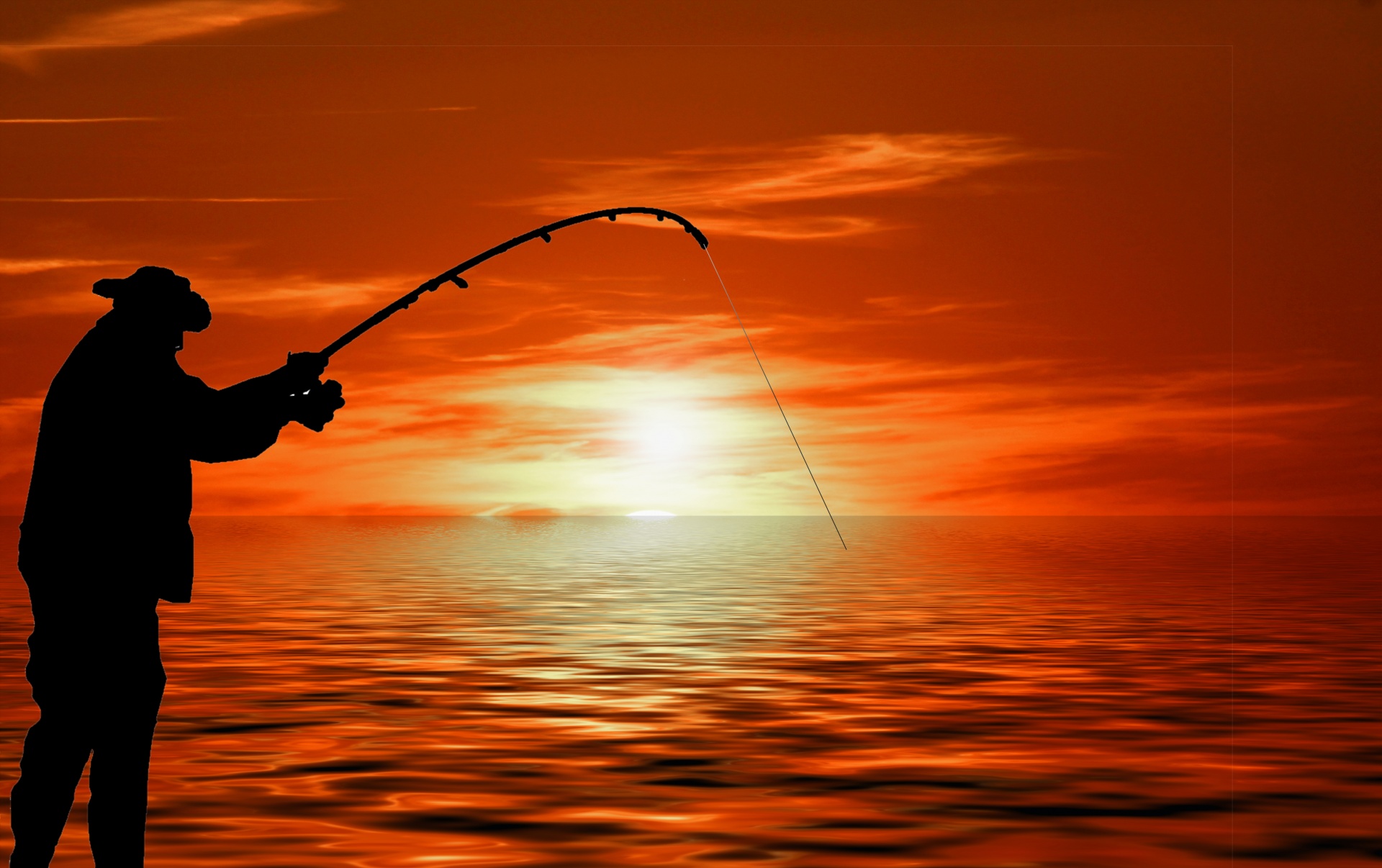 angler sunset clouds free photo