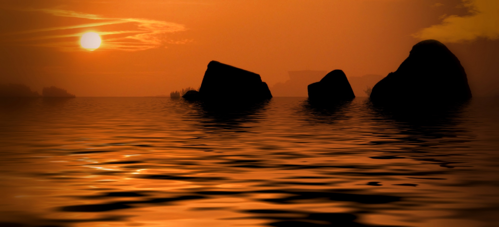 sunrise rocks sea free photo