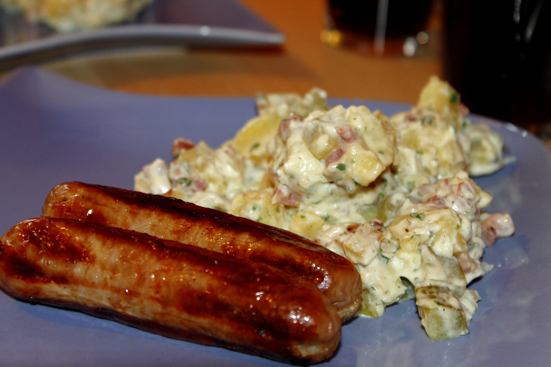 potato salad sausage free photo