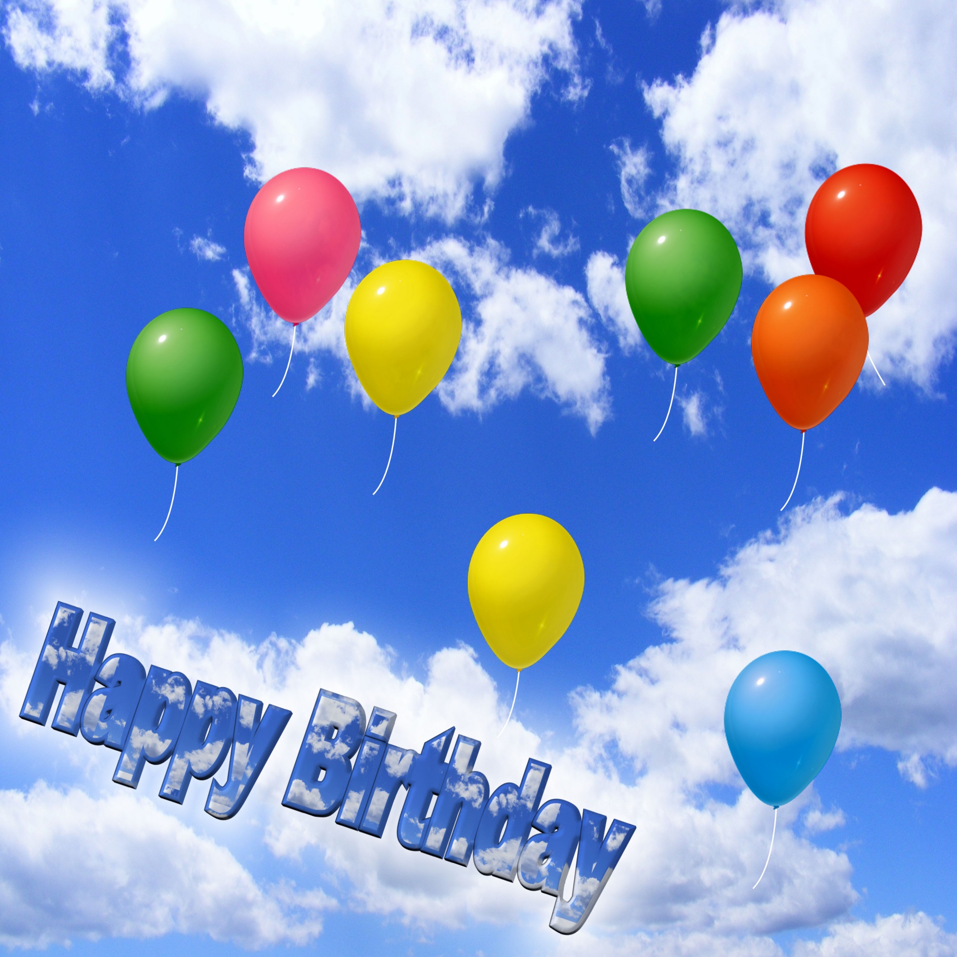 happy birthday sky balloons free photo
