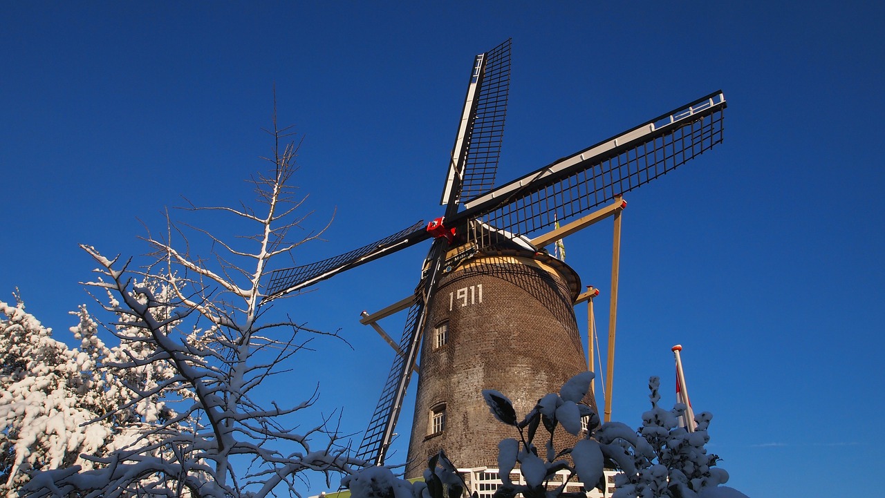 historic mill winter snowy free photo