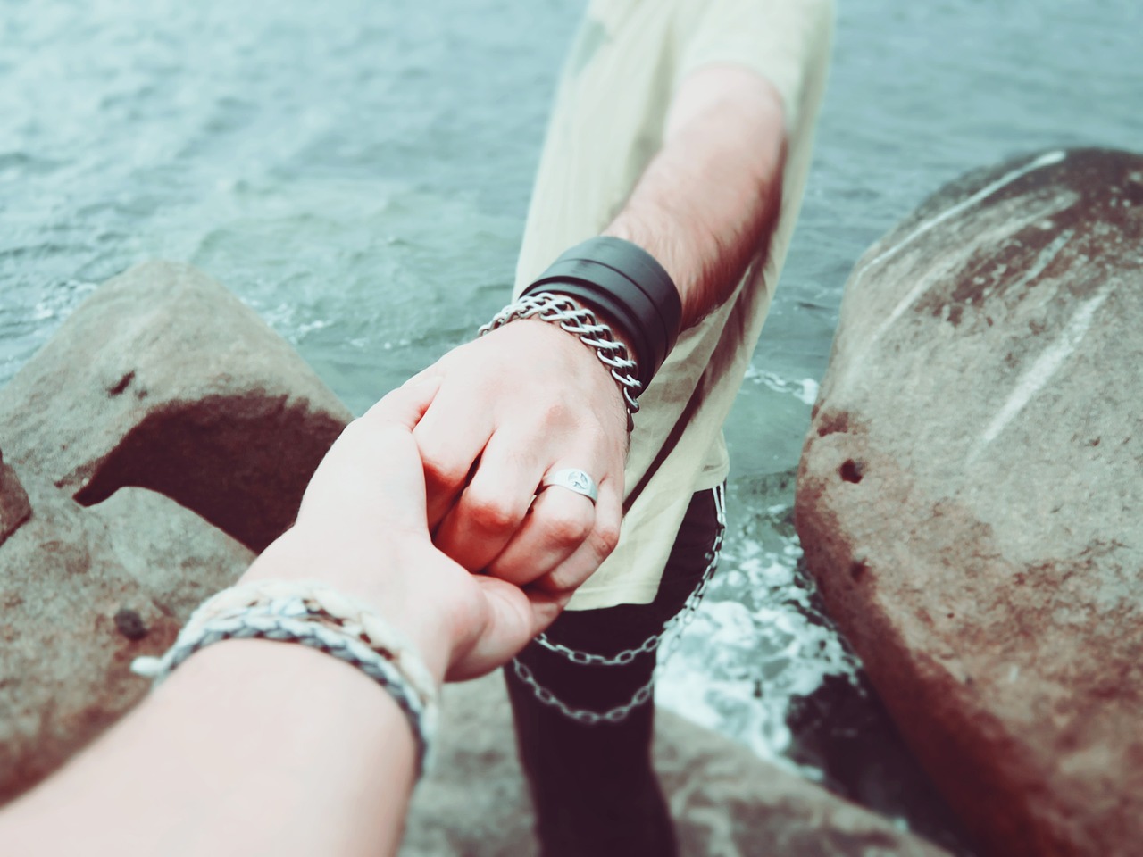 holding hands couple love free photo