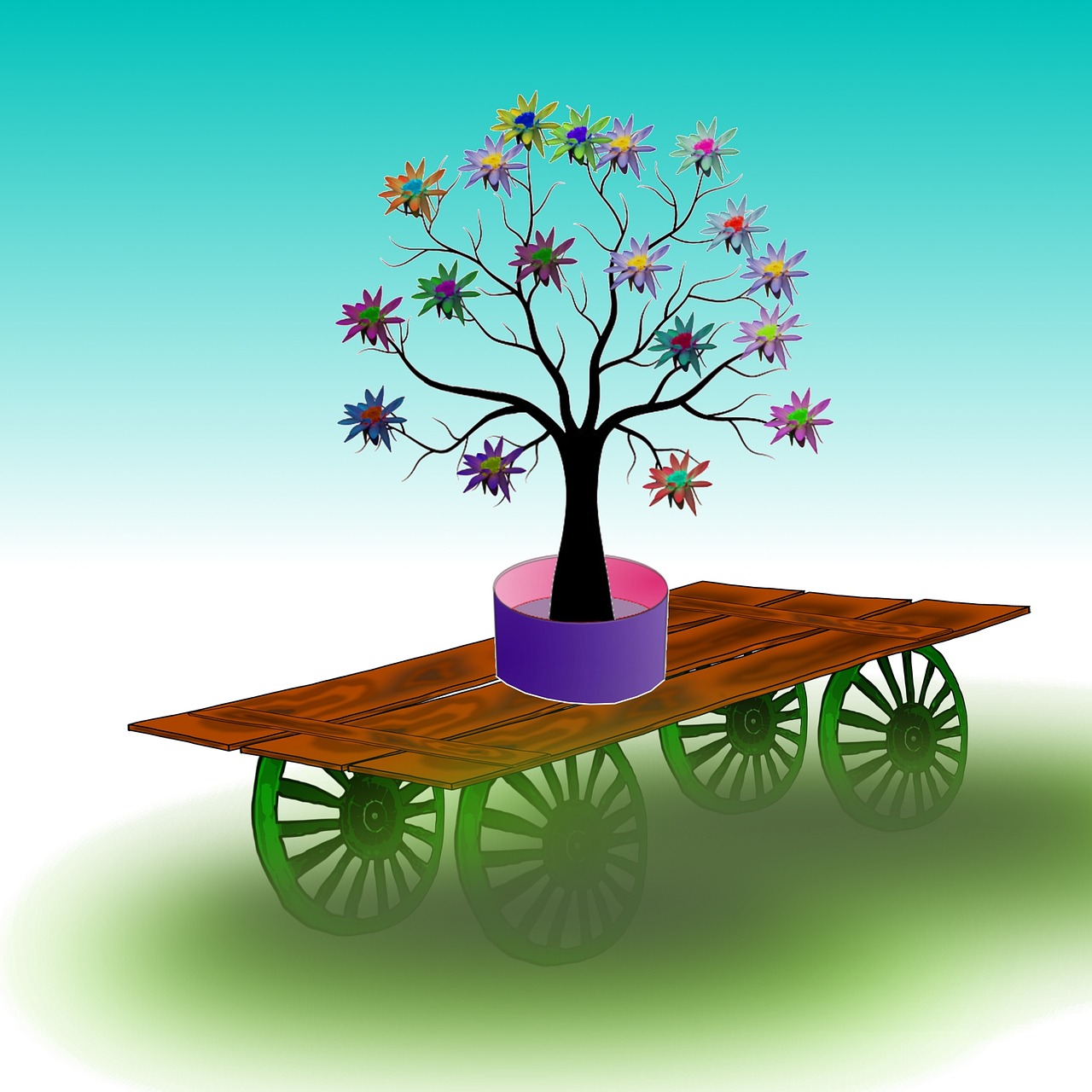 holiday flowers cart free photo