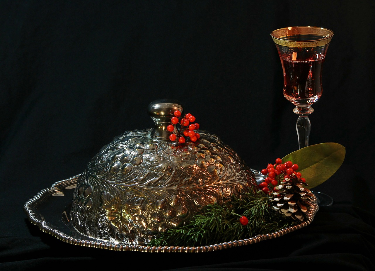 holiday still life christmas party edwardian silver repousse free photo