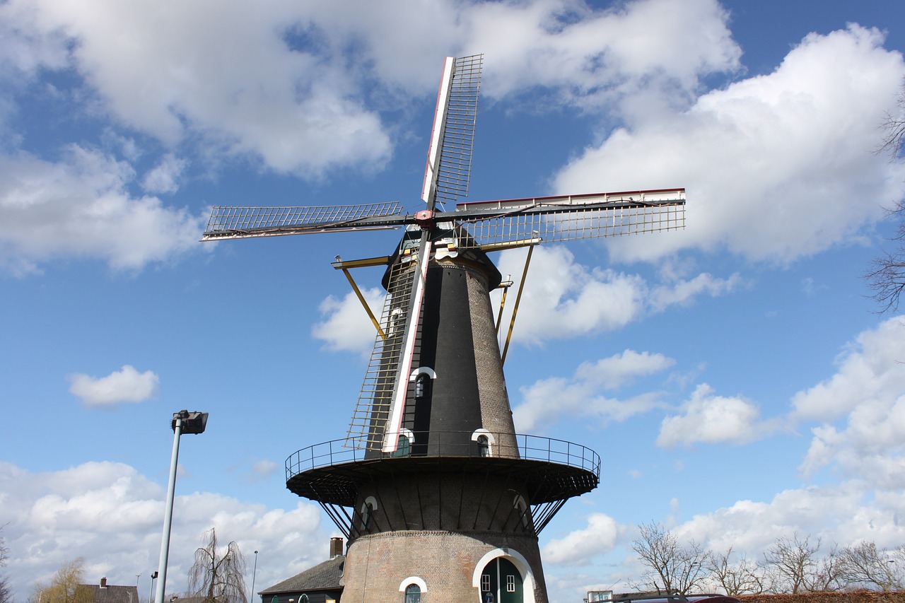 holland windmill landscape free photo