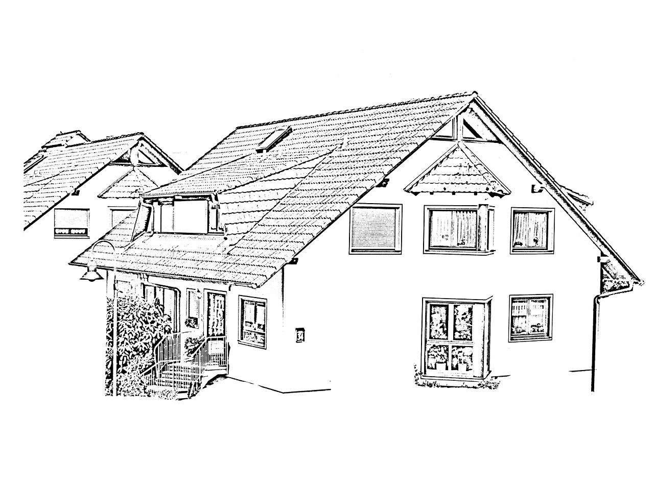 home drawing single family home free photo