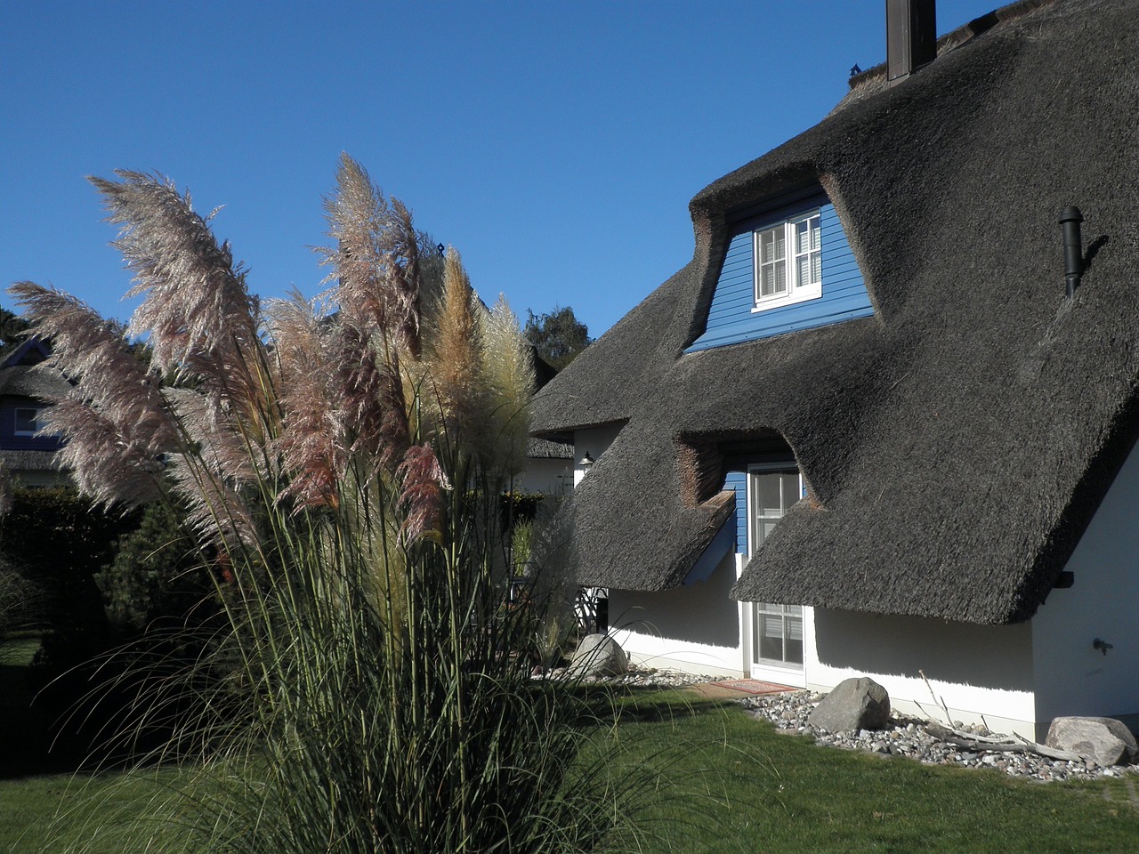 home thatched roof baltic sea free photo