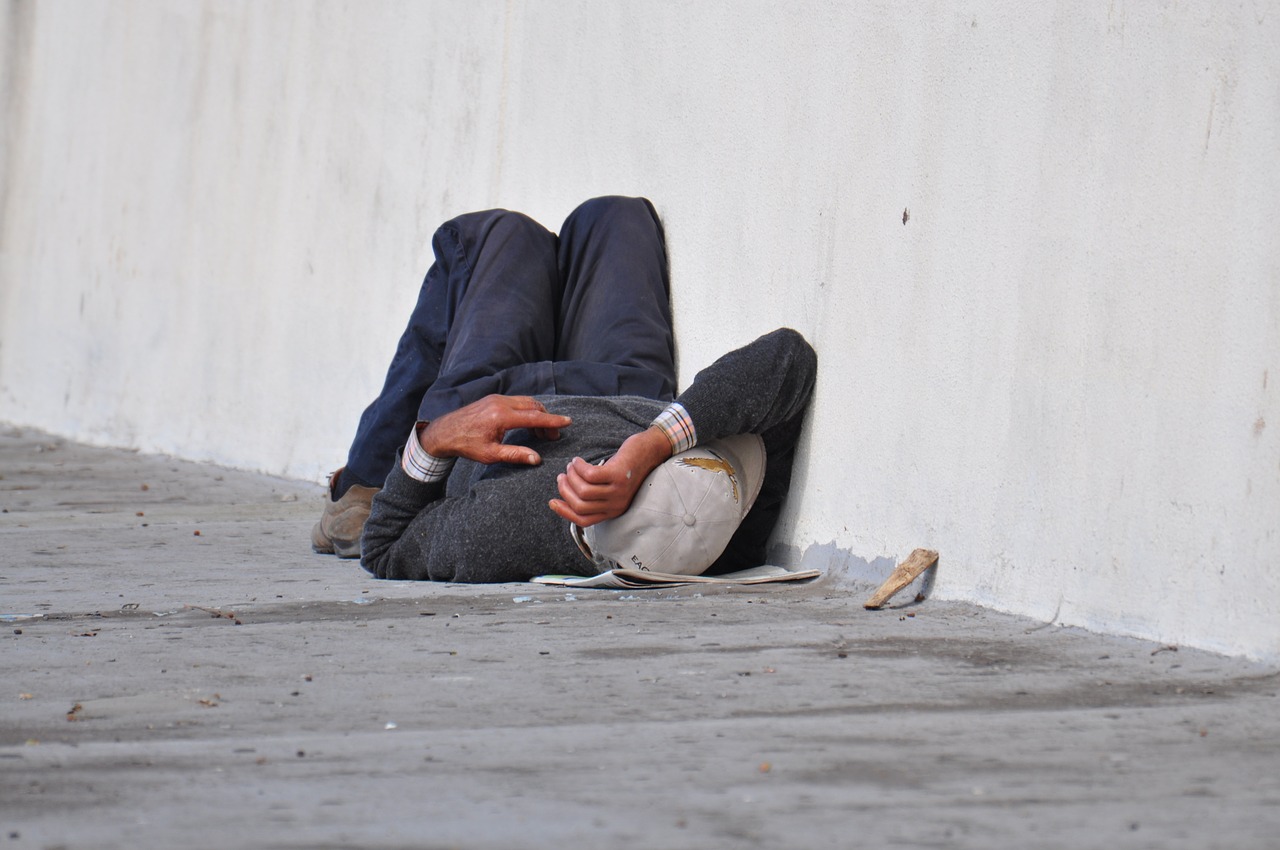 homeless man concrete free photo