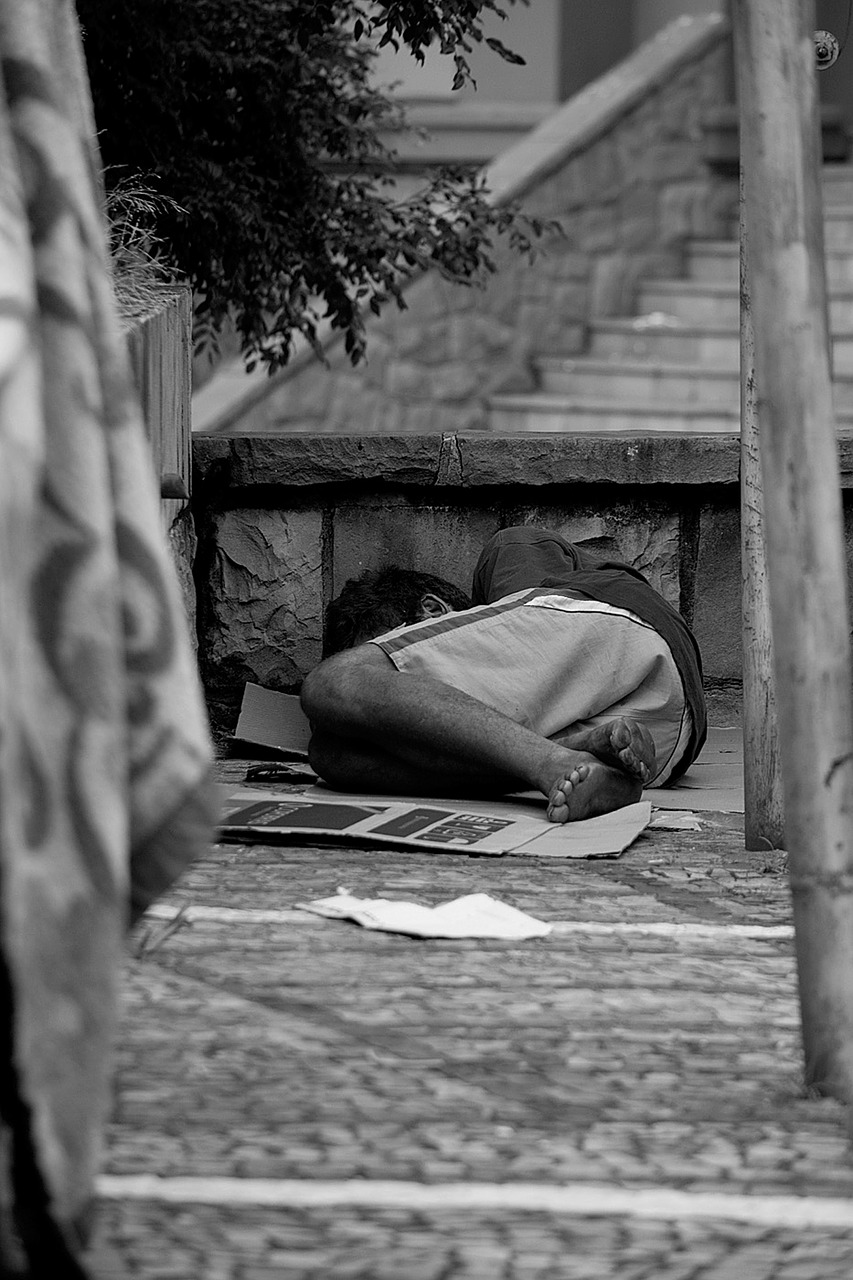 homeless man sleep man free photo