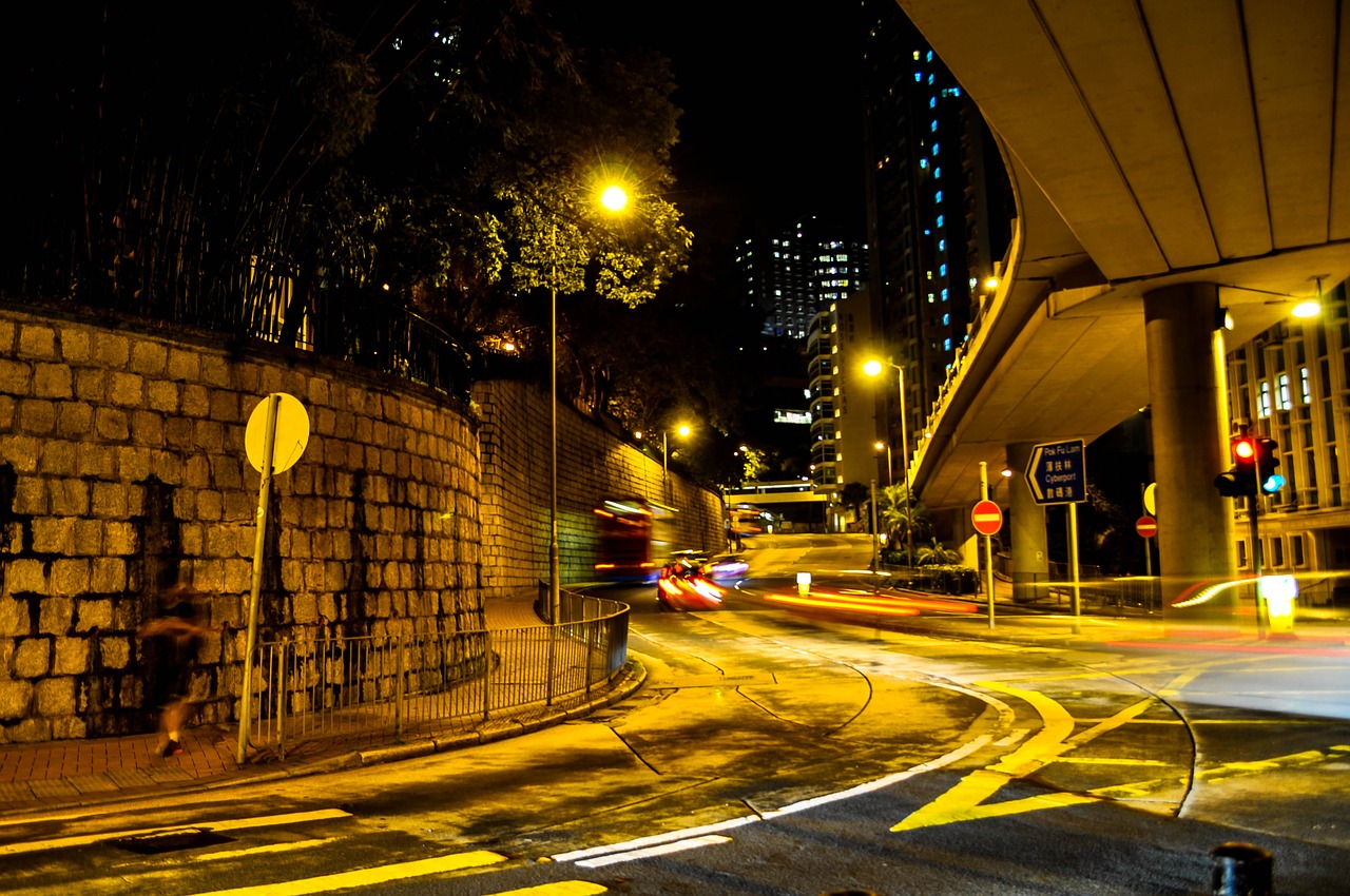 hong kong night street free photo