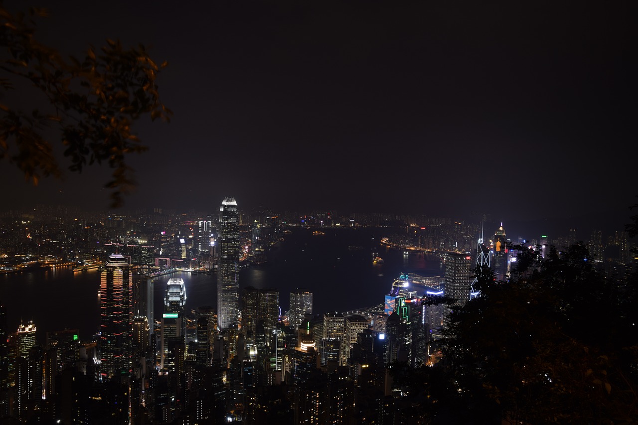 hong kong peak night free photo