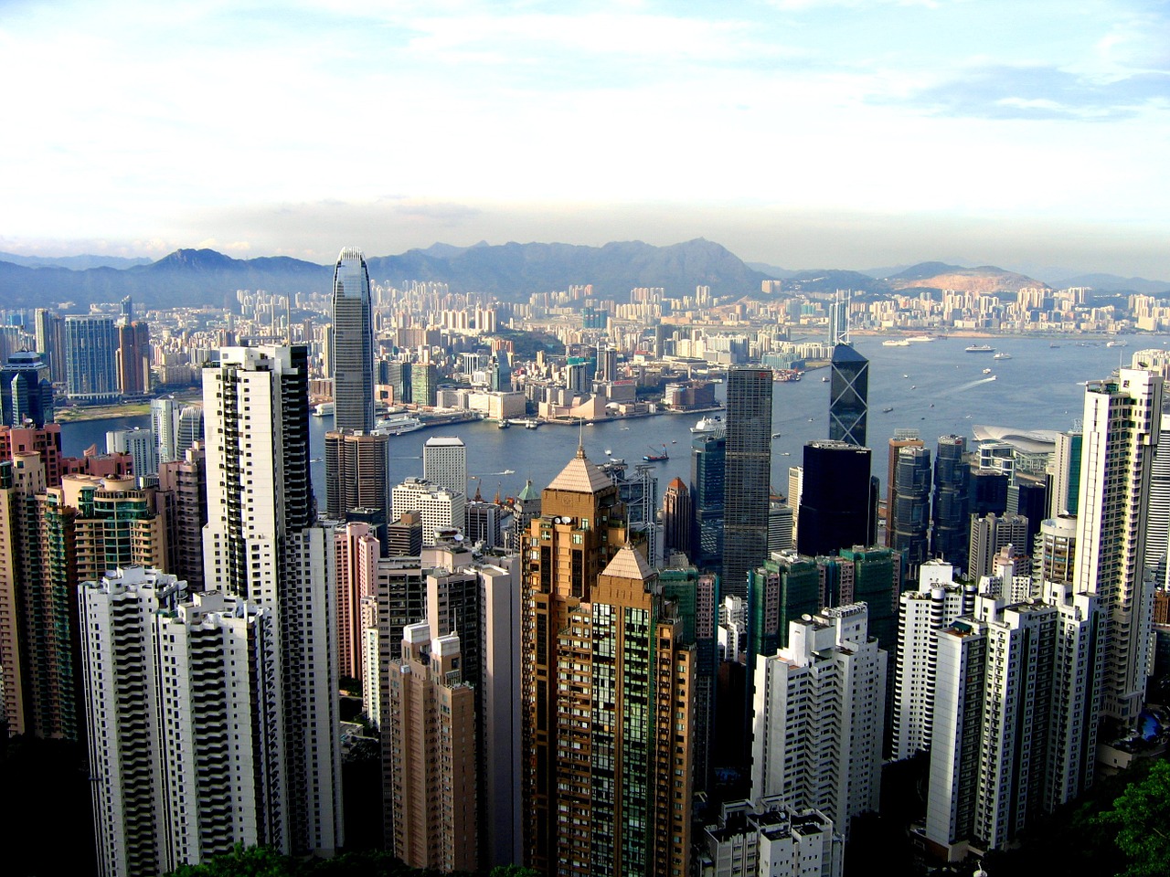 hong kong city high houses free photo
