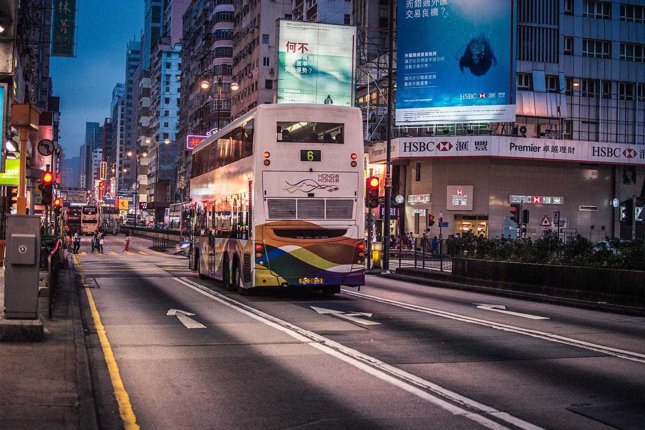 hong kong street photography night view free photo