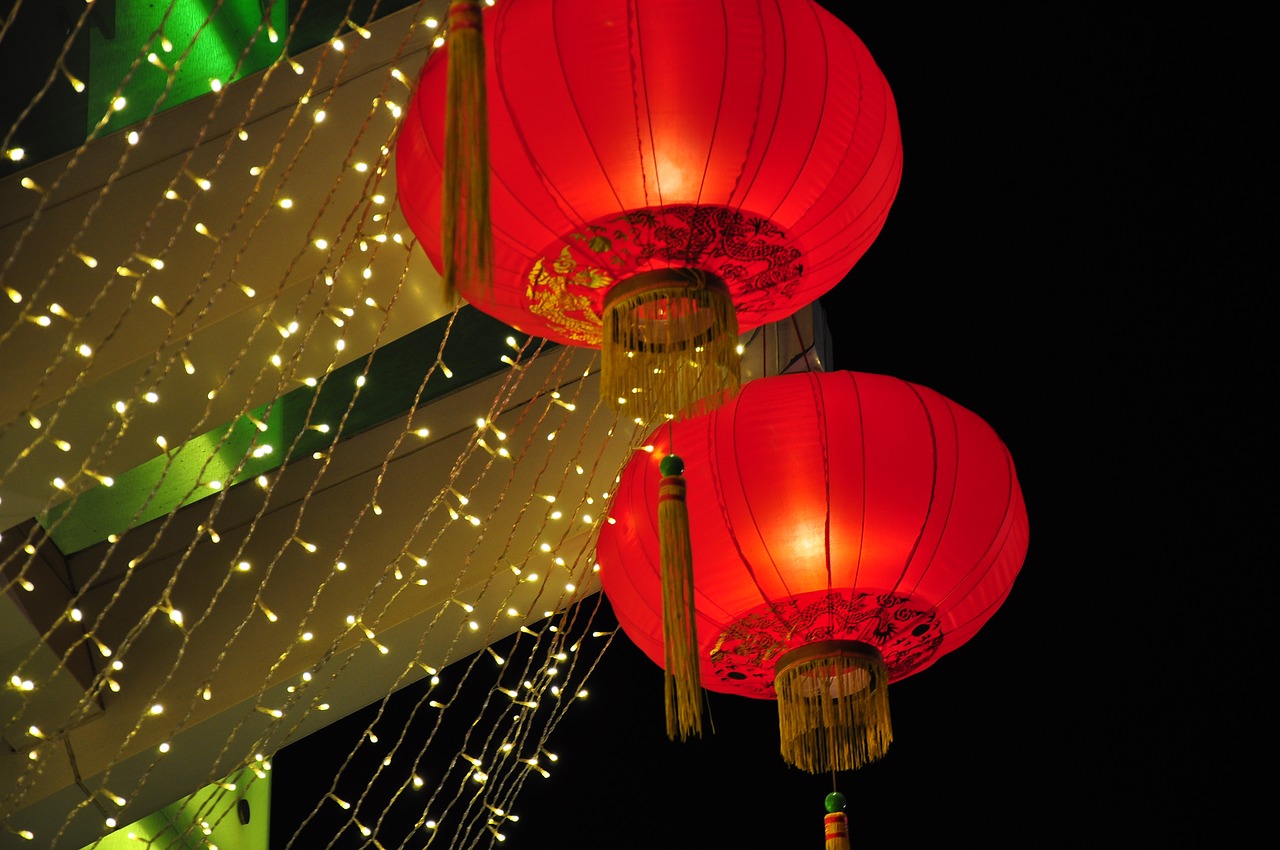 hong kong lantern night free photo