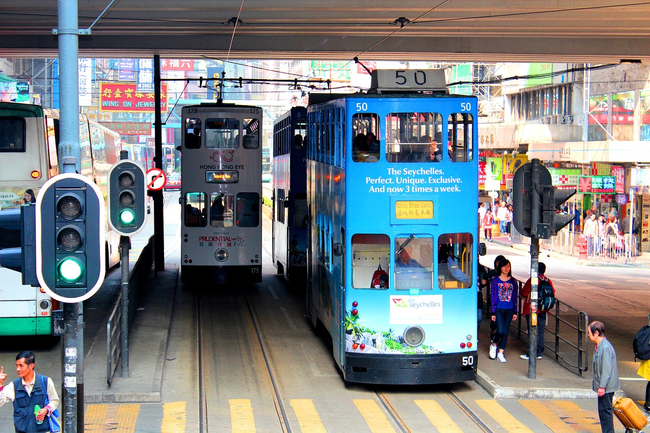hong kong tram road free photo