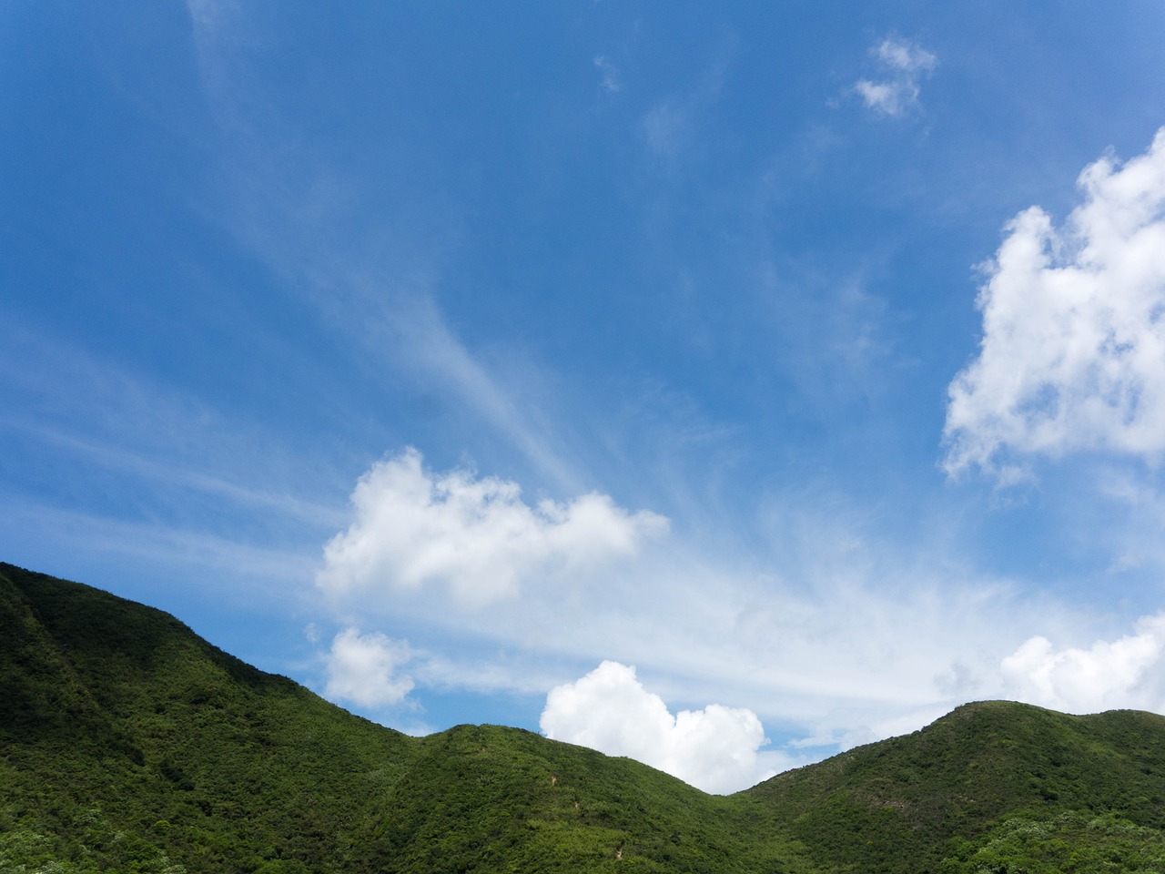 hong kong blue sky mountain free photo