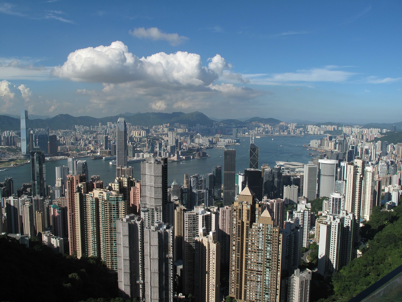 hong kong city skyscrapers free photo
