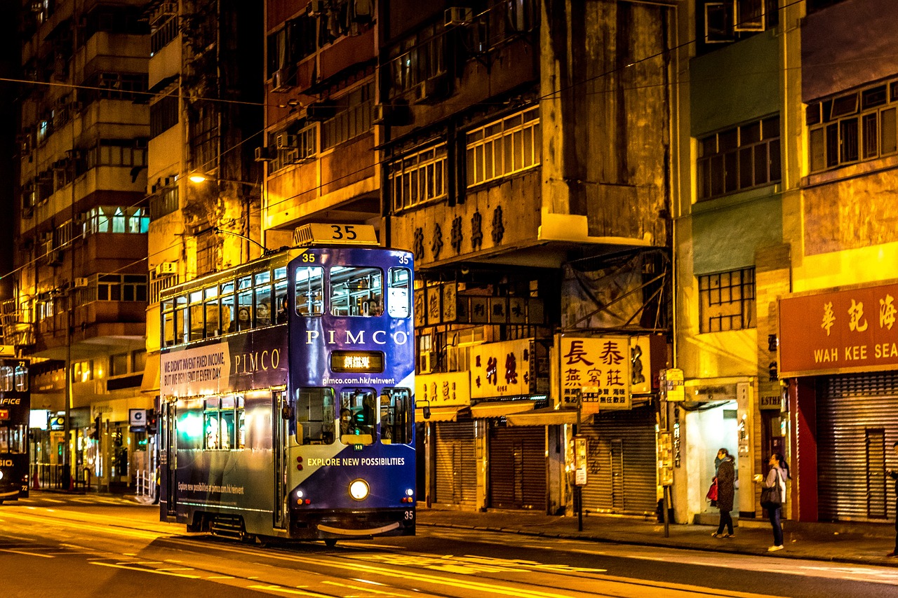 hong kong  bus  street free photo