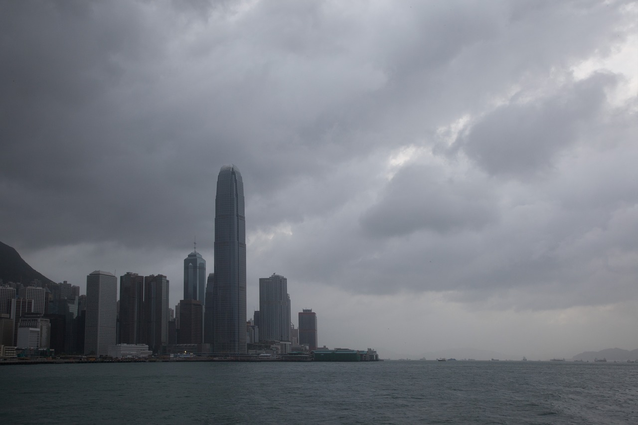 hong kong skyline typhoon free photo