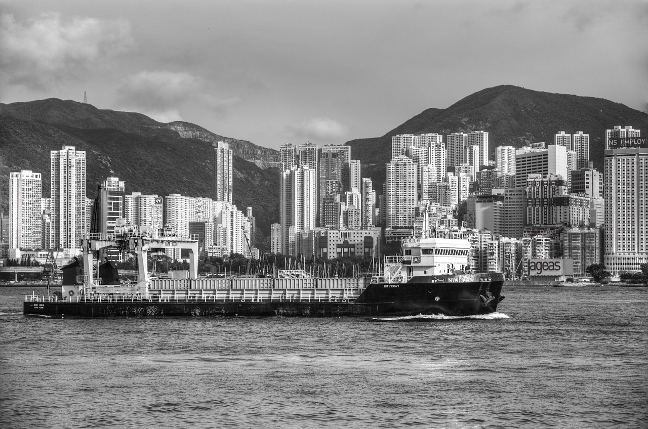 hong kong victoria harbour ship free photo