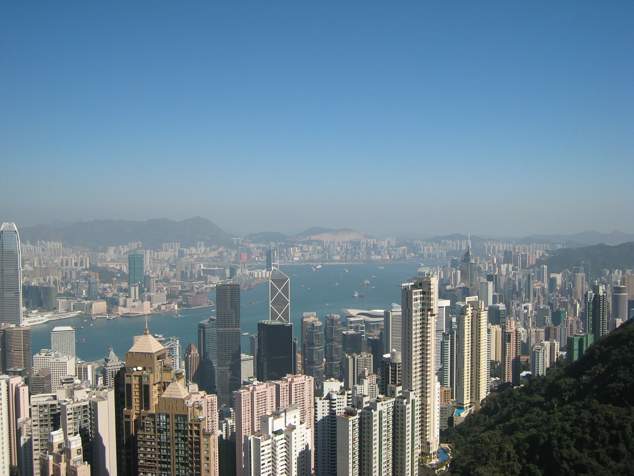 hong kong skyline skyscrapers free photo
