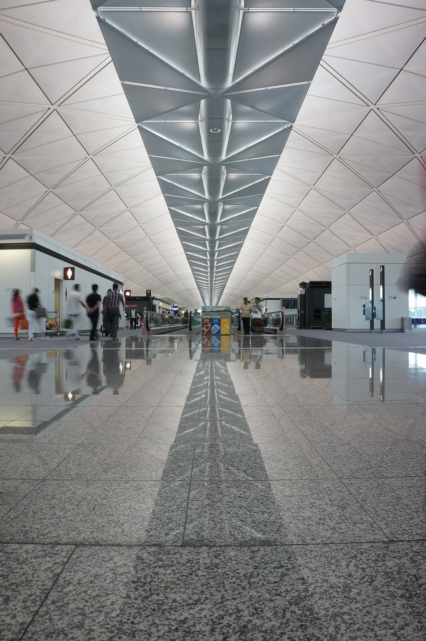 hong kong airport corridor free photo