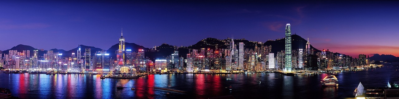 hong kong skyline night free photo