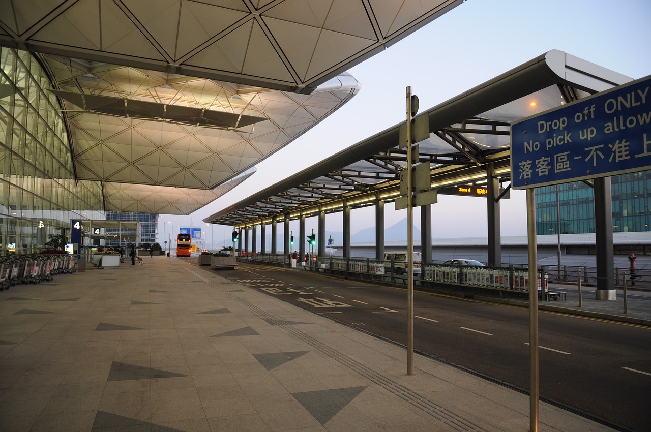 hong kong international airport drop off area empty free photo