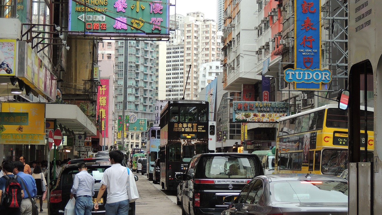 hongkong tram urban free photo