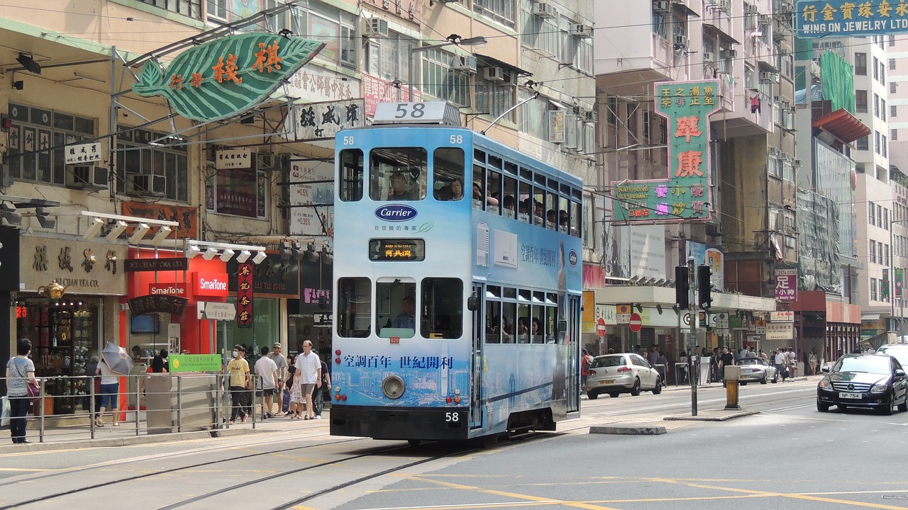 hongkong tram asia free photo