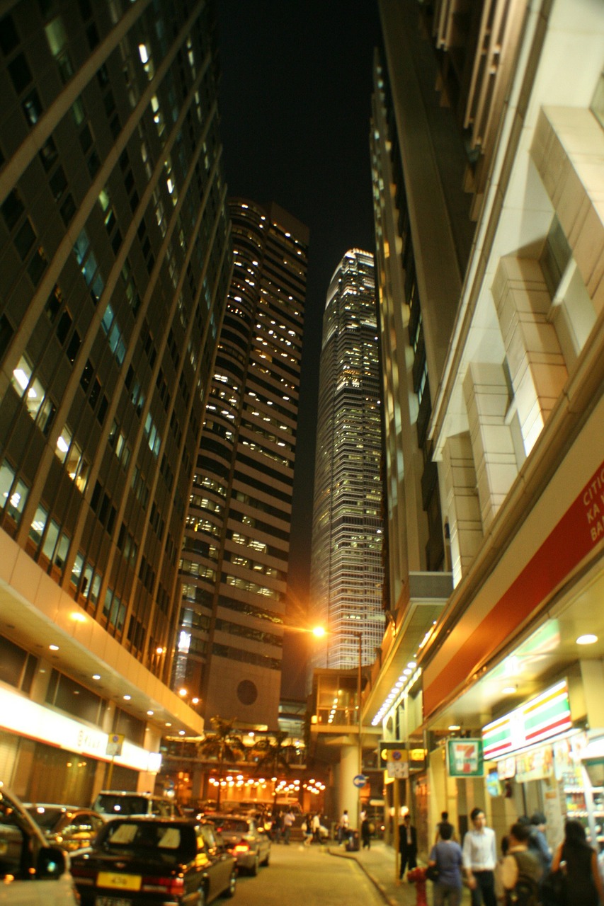hongkong night view street free photo
