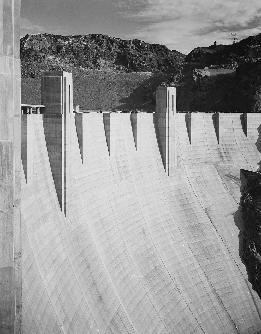 hoover dam black and white 1930s free photo