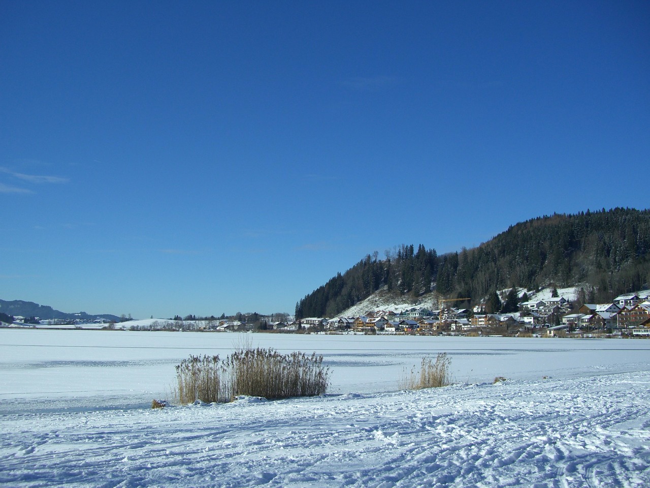 hop on the lake winter snow free photo