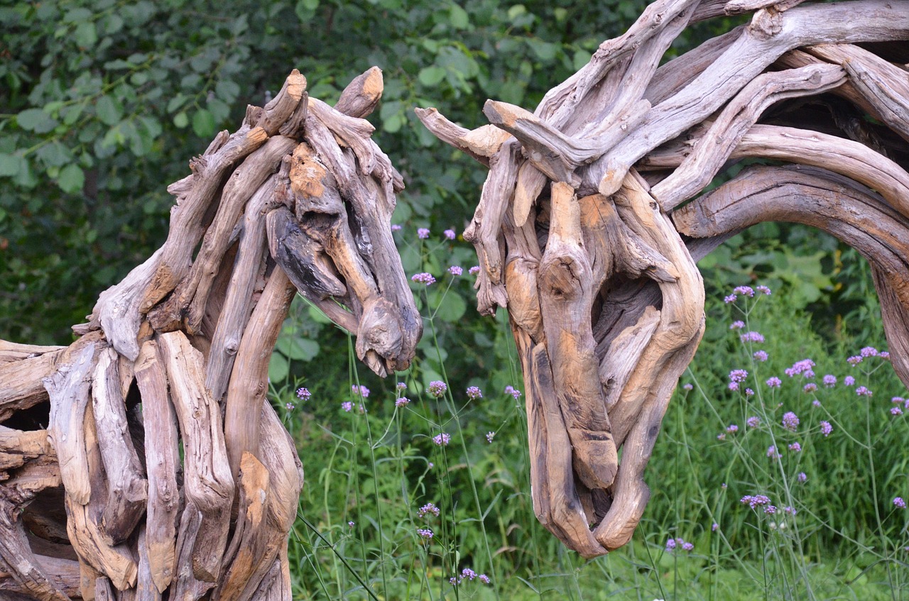 horse wooden sculpture free photo