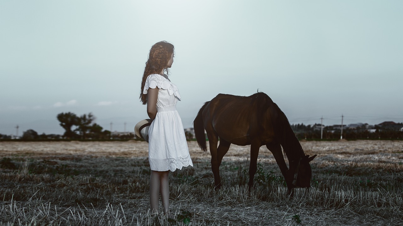 horse girl dress free photo