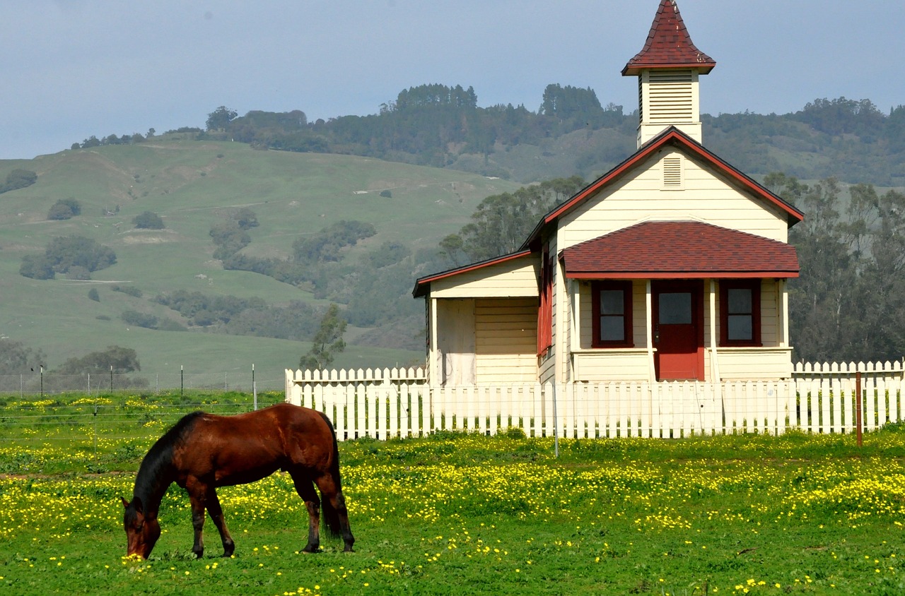 horse pastoral old house free photo