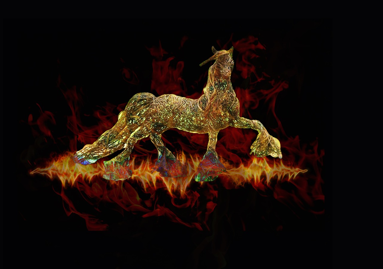 horse fire abstract free photo