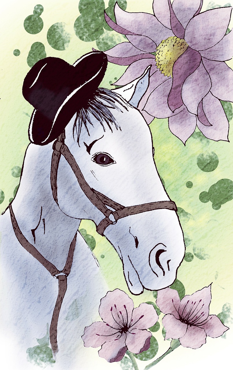 horse flowers hat free photo