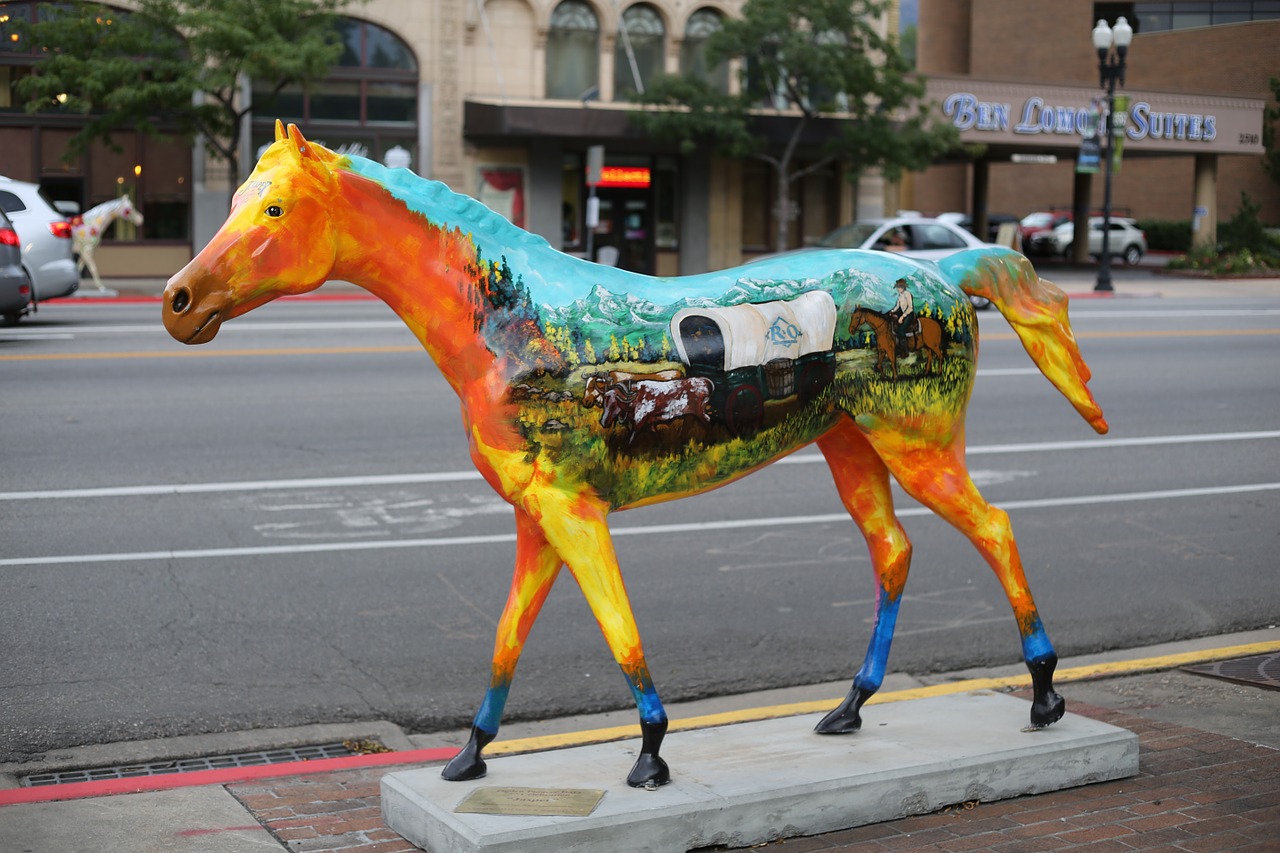 horse colorful statue free photo