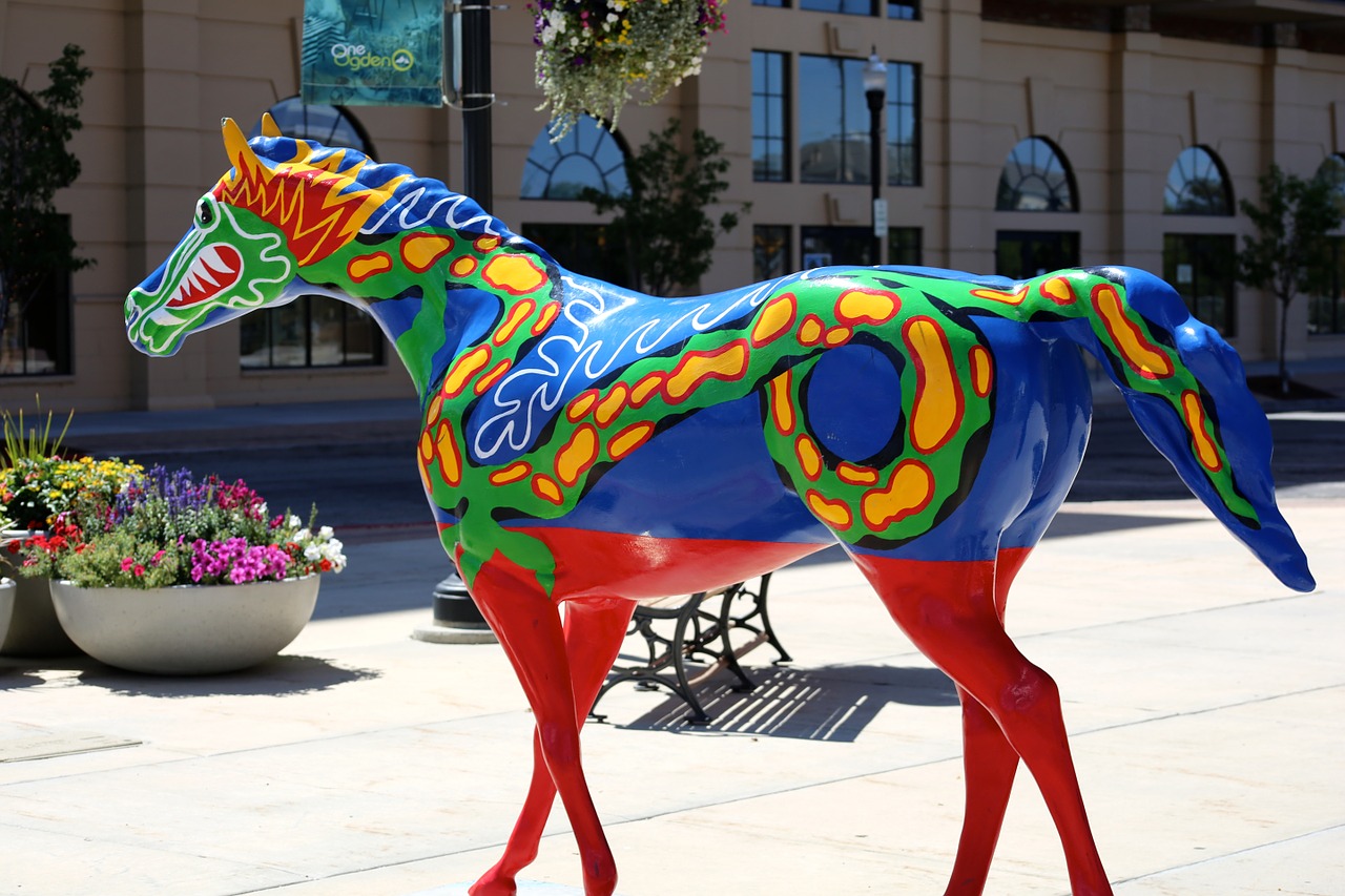 horse colorful statue free photo