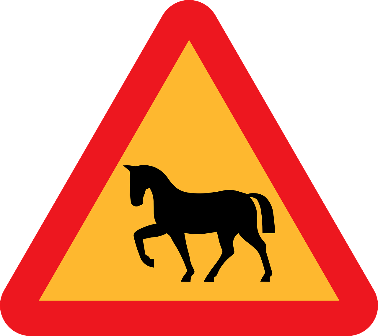 horse crossing roadsign road sign free photo