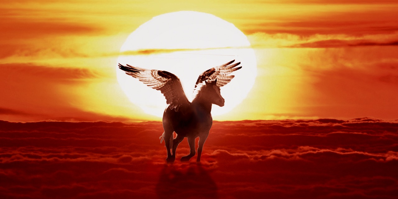 horse with wings pegasus myth free photo