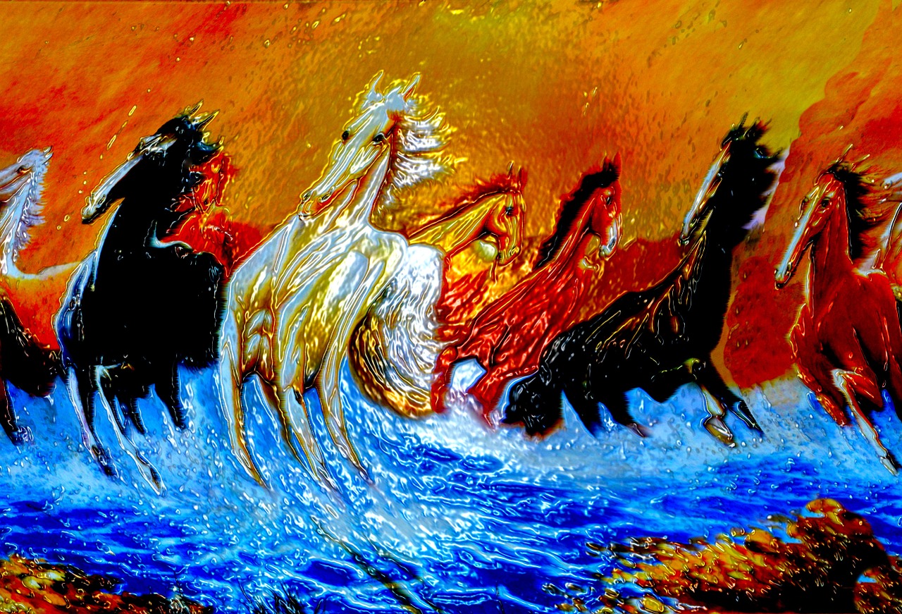 horses art picture free photo