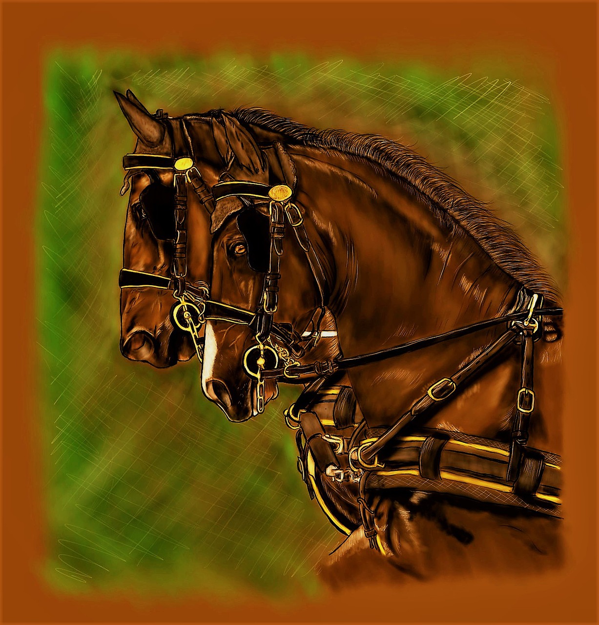 horses migratory digital artwork free photo