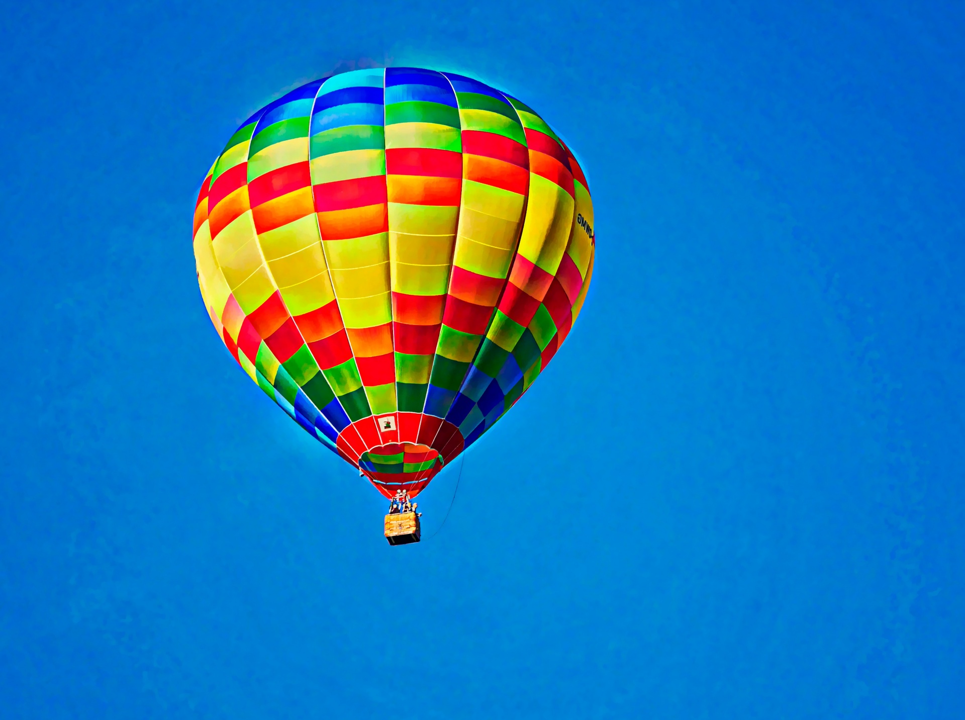 painting hot air balloon clear blue sky free photo