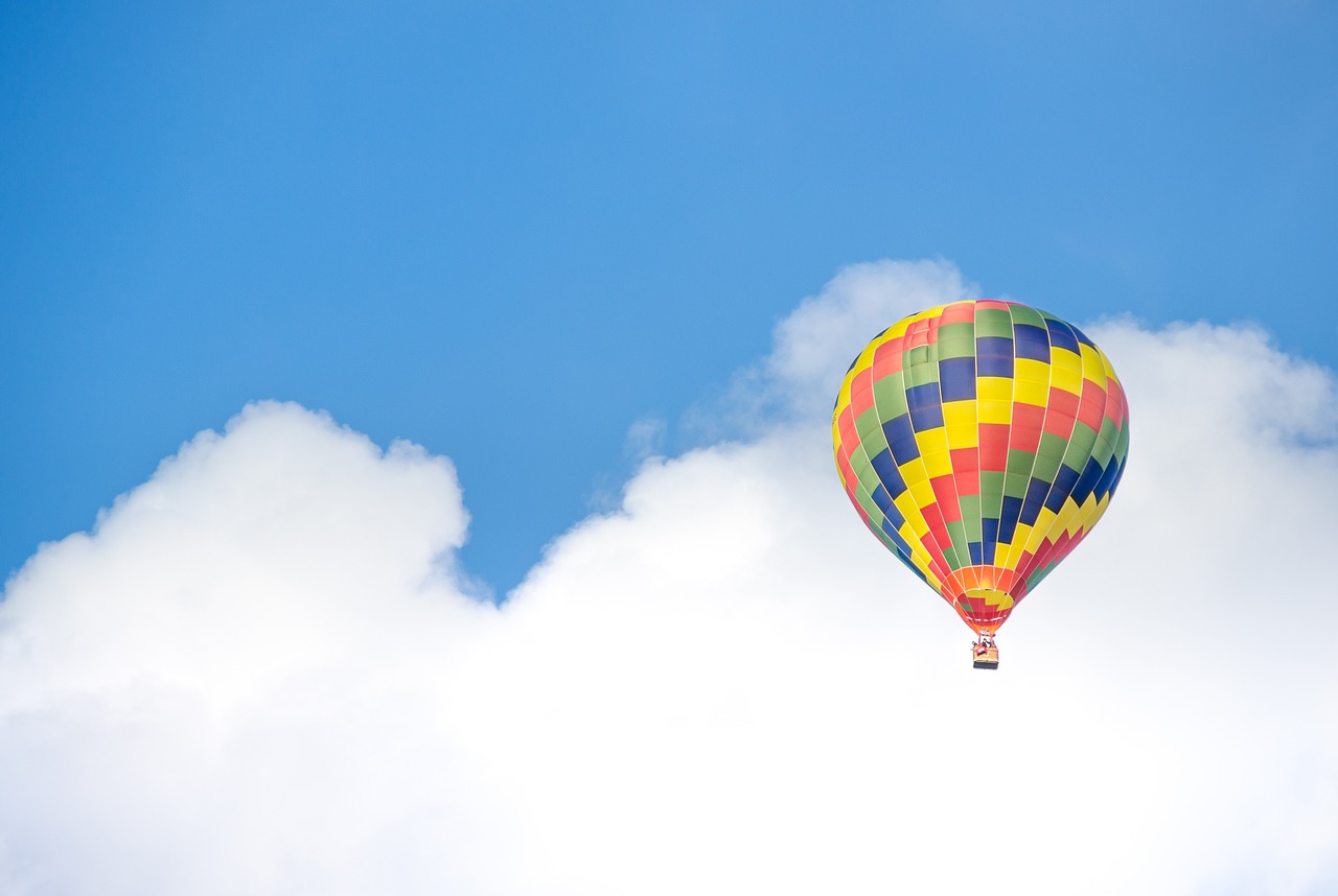 hot air balloon colorful blue sky free photo