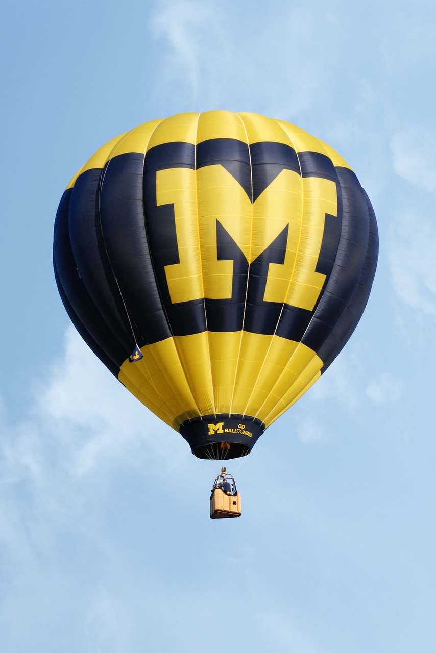 hot air balloon university of michigan blue free photo