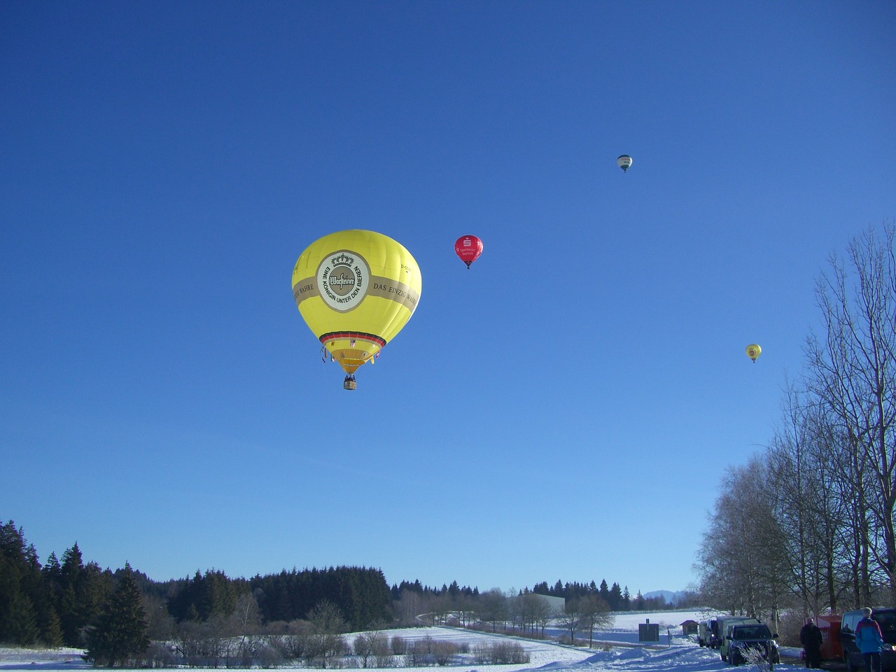 hot air balloon colorful bright blue sky free photo