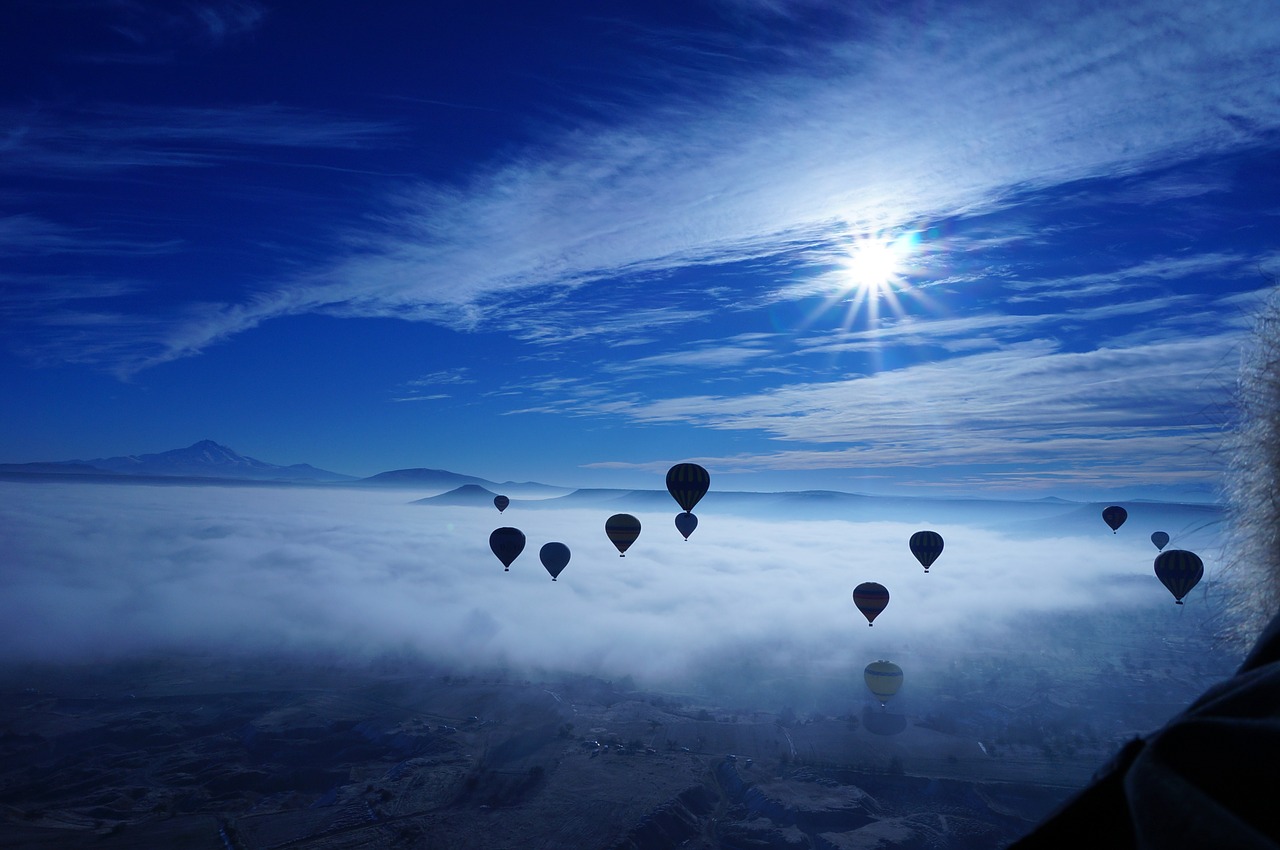 hot air balloon sky blue free photo